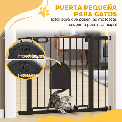 Pawhut Barrera De Seguridad 75-103cm Con 2 Extensiones Cierre Automático Negro_5