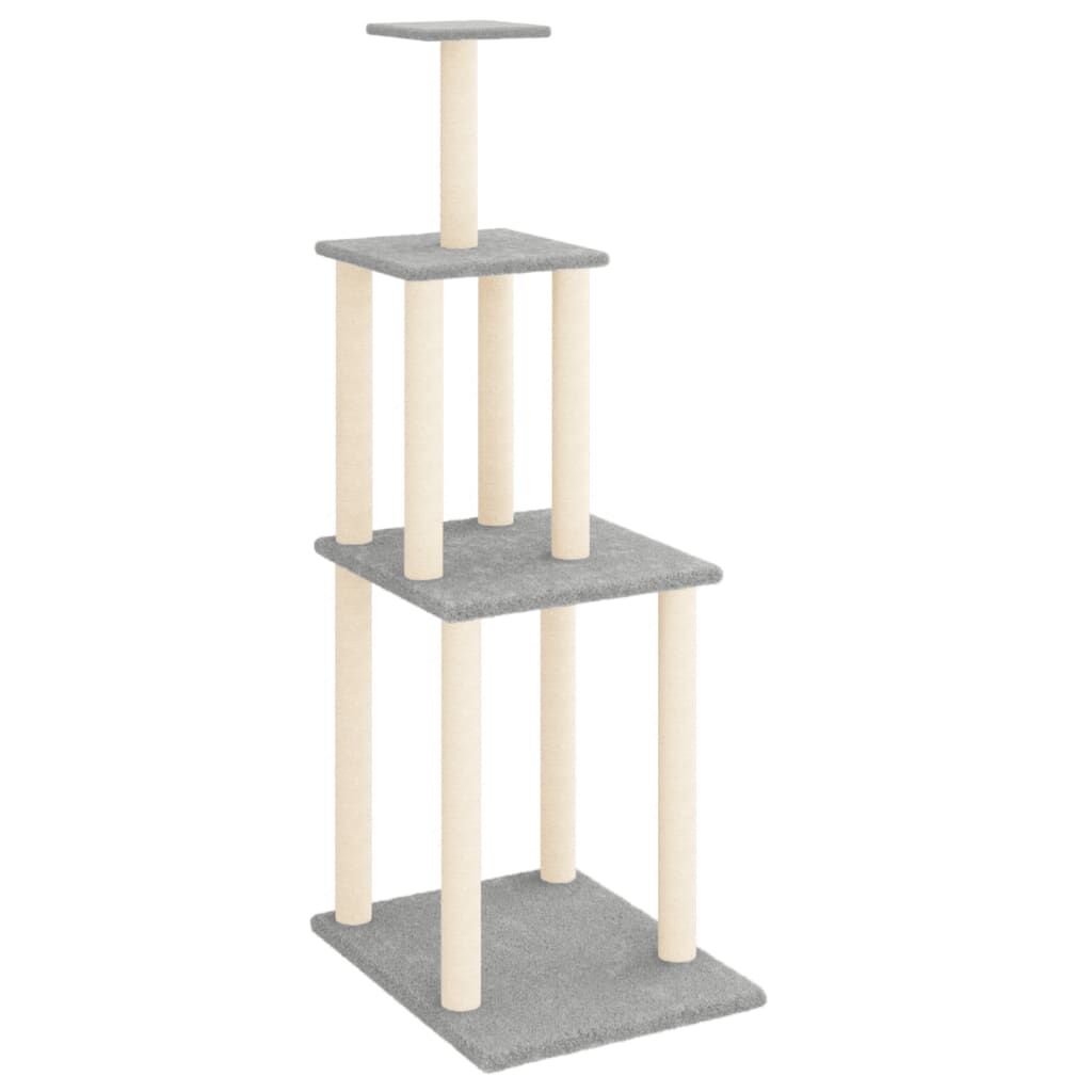 Vidaxl Rascador Para Gatos Con Postes De Sisal Gris Claro 149 Cm_0