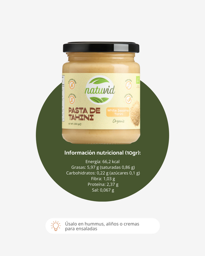 Tahini BIO Natuvid | 250g | 100% Natural | Sin Azúcar Añadido, Sin Gluten, Sin Lactosa – Vegana, Sin Aditivos_3