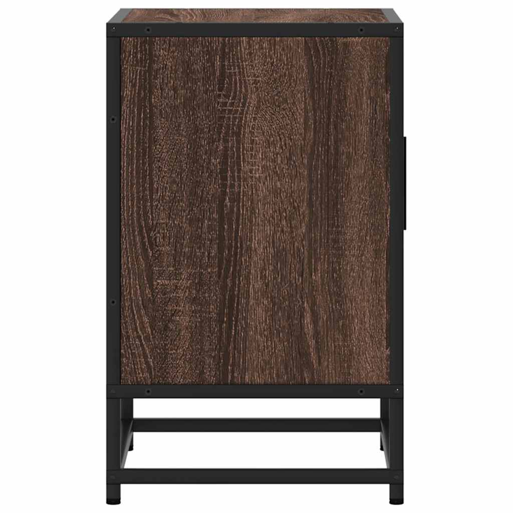 Mesita De Noche Madera Ingeniería Roble Marrón 40x31x50cm Metal_4