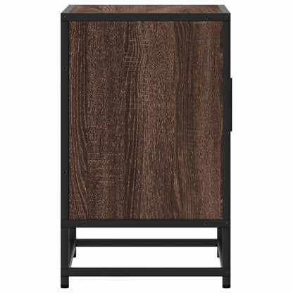 Mesita De Noche Madera Ingeniería Roble Marrón 40x31x50cm Metal_4