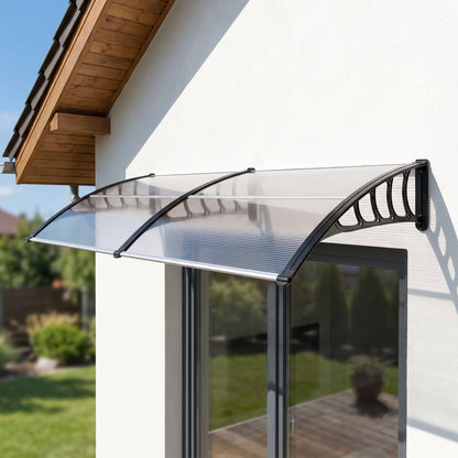 Marquesina Exterior Policarbonato Outsunny 200x96x27 Cm Transparente_1