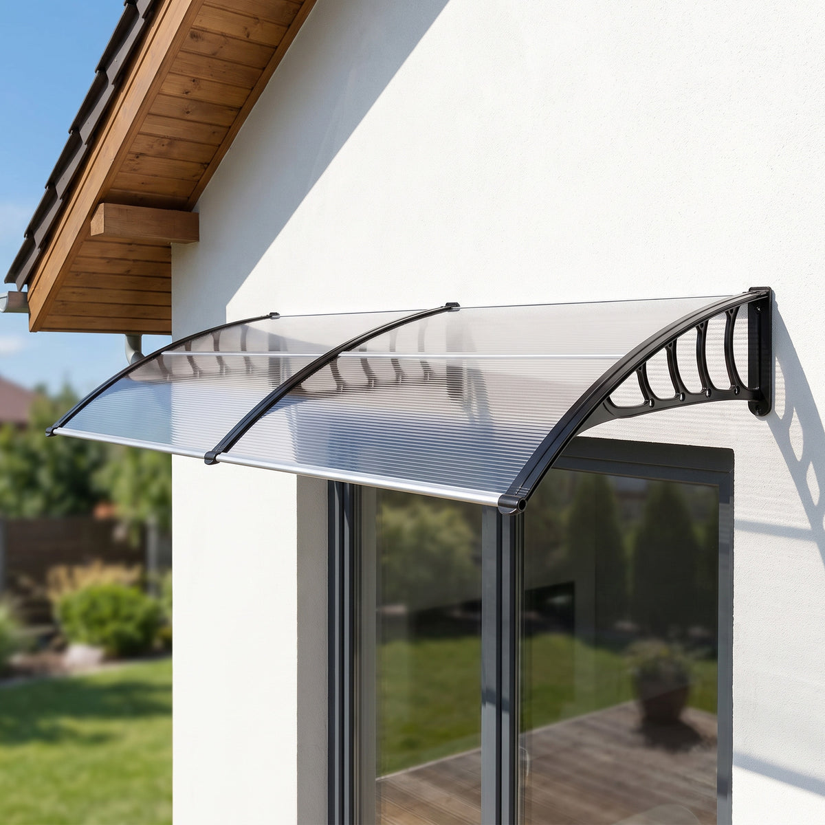 Outsunny Tejadillo De Protección 200x96 Cm Para Puertas Y Ventanas Transparente_1
