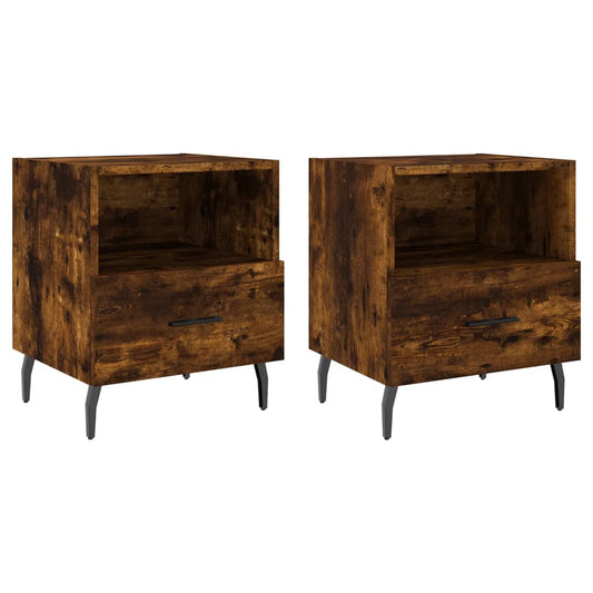 Mesita Noche 2 Uds Madera Ingeniería Roble Ahumado 40x35x47,5cm_0