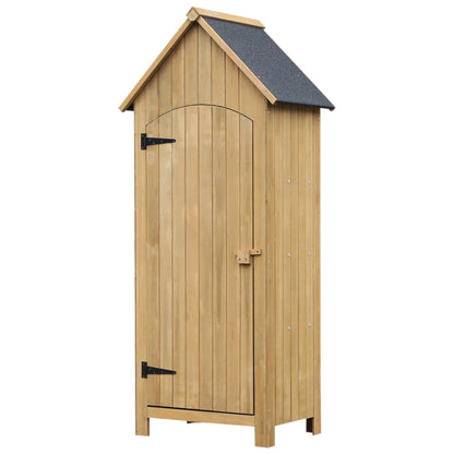 Outsunny Caseta Jardín Exterior De Madera 77,5x54,2x179,5 Cm 0,3 M² Con Estantes_0
