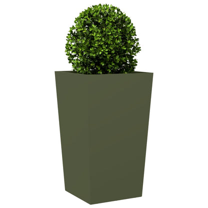 Jardineras 2 Uds De Acero Verde Oliva 45x45x75 Cm_3