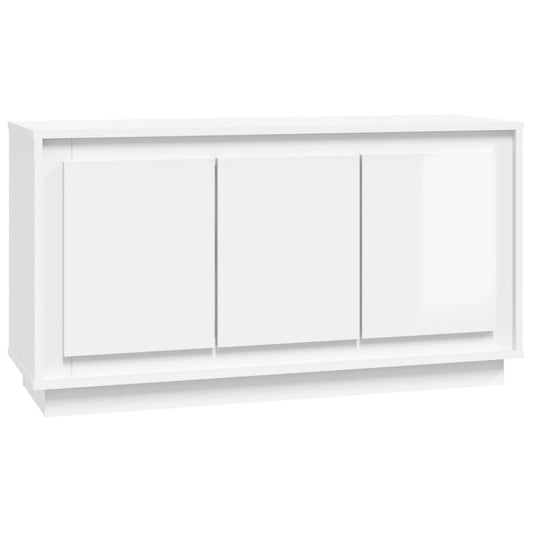Aparador De Madera Contrachapada Blanco Brillante 102x35x55 Cm / Vetonek_0