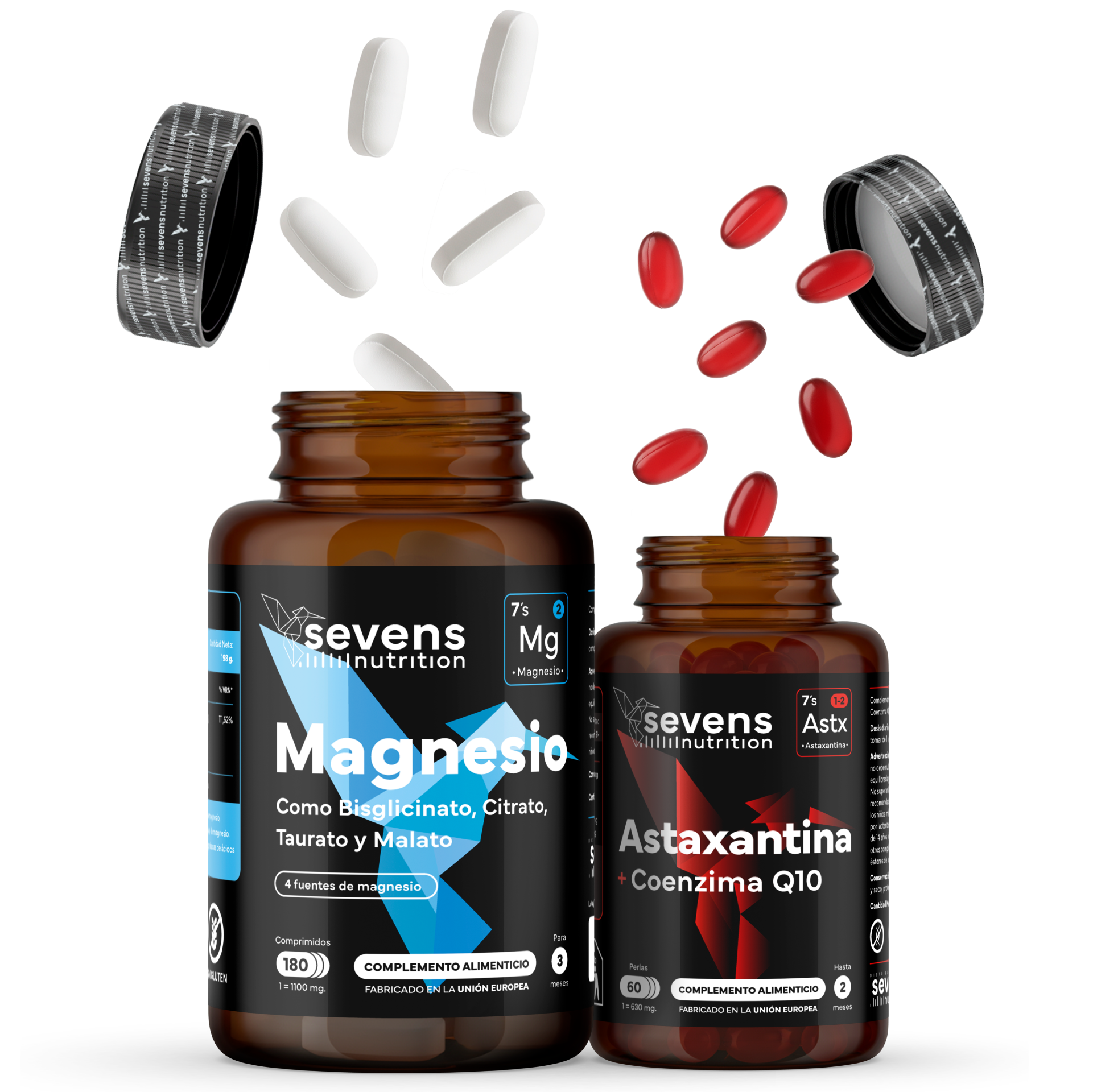 Magnesio Complex 4 En 1 + Astaxantina 8 Mg. Sevens Nutrition. Energía, Músculos, Articulaciones Y Antioxidante Celular_0