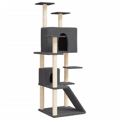Vidaxl Rascador Para Gatos Con Postes De Sisal Gris Oscuro 153 Cm_0