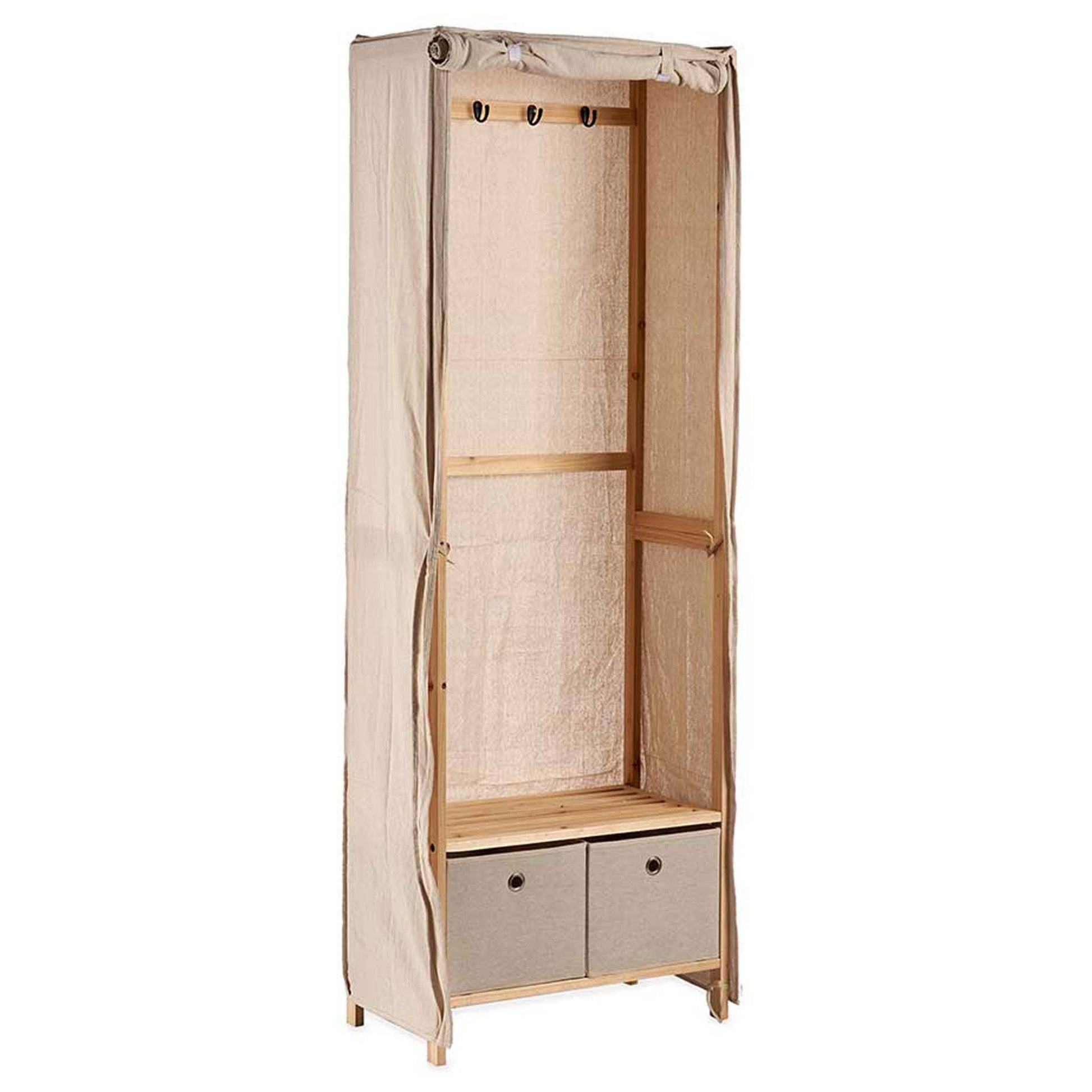 Perchero Tela Con 2 Cajones Naturales Kipit – Funcionalidad Y Estilo Ideal