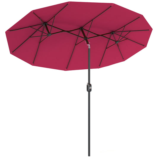 Outsunny Sombrilla Doble 295x152x222 Cm Con Inclinación De 45° Manivela Rojo_0