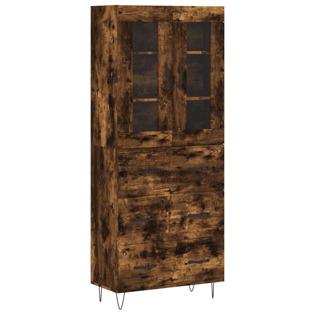 Aparador Alto Madera Contrachapada Roble Ahumado 69,5x34x180 Cm_1