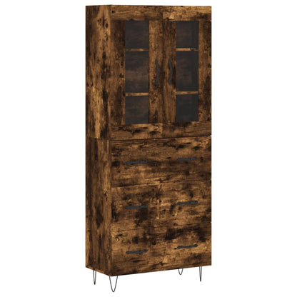 Aparador Alto Madera Contrachapada Roble Ahumado 69,5x34x180 Cm_1