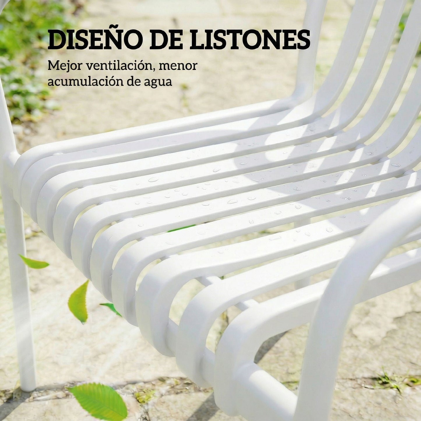 Outsunny Juego De 4 Sillas De Jardín Exterior Apilables Respaldo Curvado Blanco_5