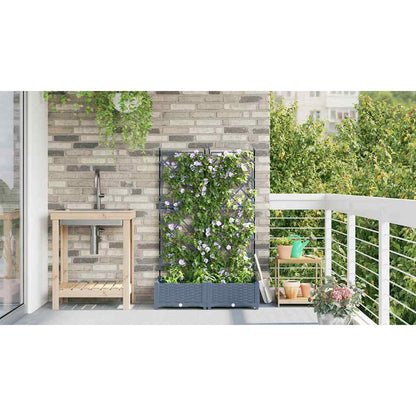 Vidaxl Maceta De Jardín Con Enrejado 2 Pcs Gris Claro_3