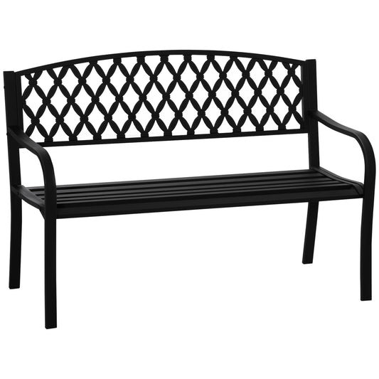 Outsunny Banco De Jardín De 2 Plazas Con Reposabrazos Hierro Fundido Acero 128x58,5x89 Cm_0