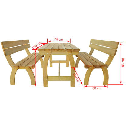 Vidaxl Mesa De Jardín Con 2 Bancos Madera De Pino Impregnada_3