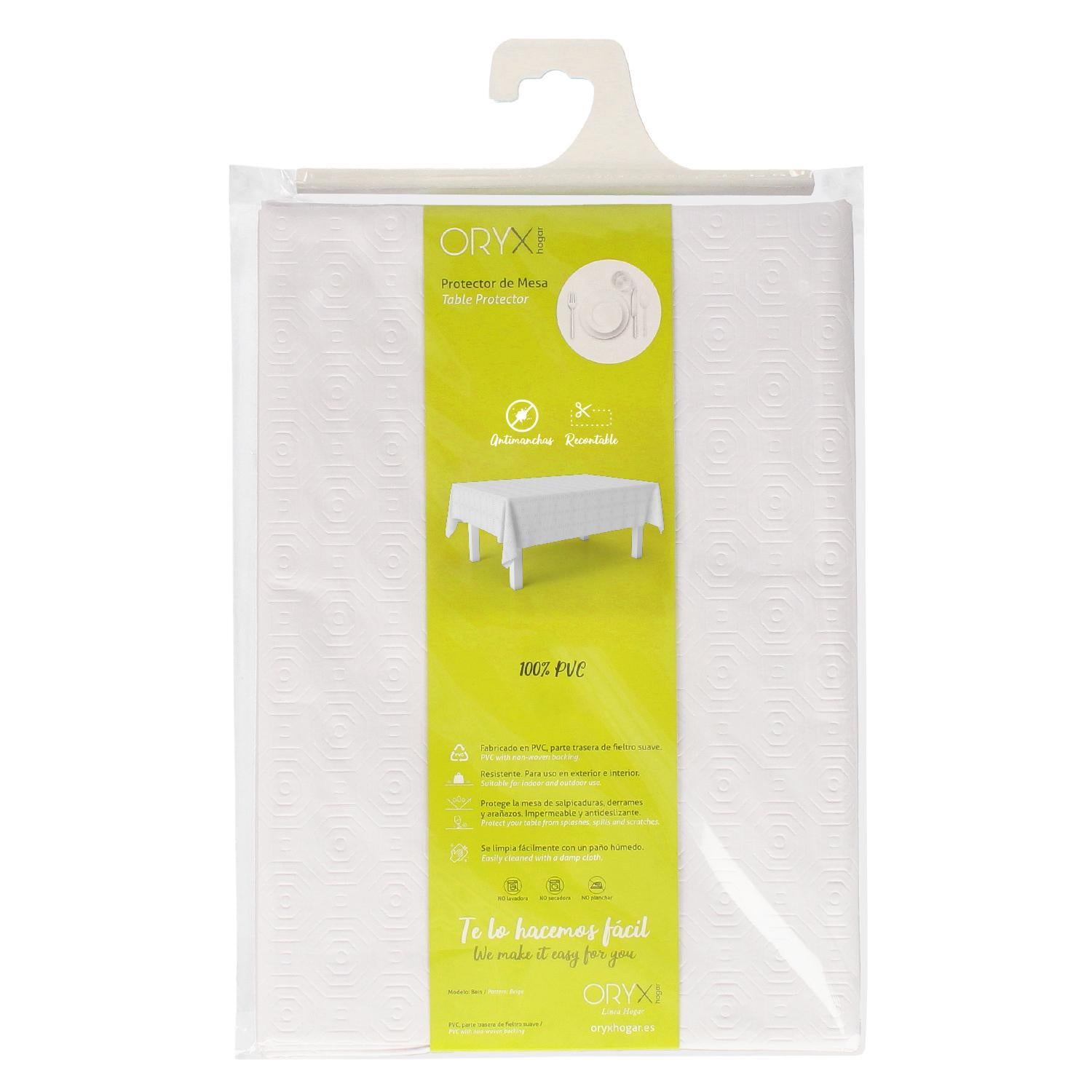 Mantel Hule Muleton Rectangular Blanco Impermeable Antimanchas Pvc 140x250 Cm.  Recortable Uso Interior Y Exterior_3