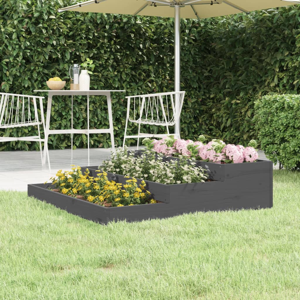 Jardinera De Madera Maciza De Pino Gris 107x107x27 Cm_1