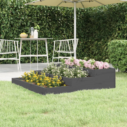 Jardinera De Madera Maciza De Pino Gris 107x107x27 Cm_1