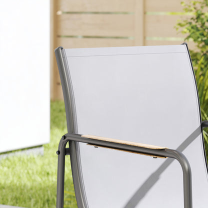 Outsunny Conjunto De Mesa Y Sillas Jardín De 7 Piezas Con Sillas Transpirables_3