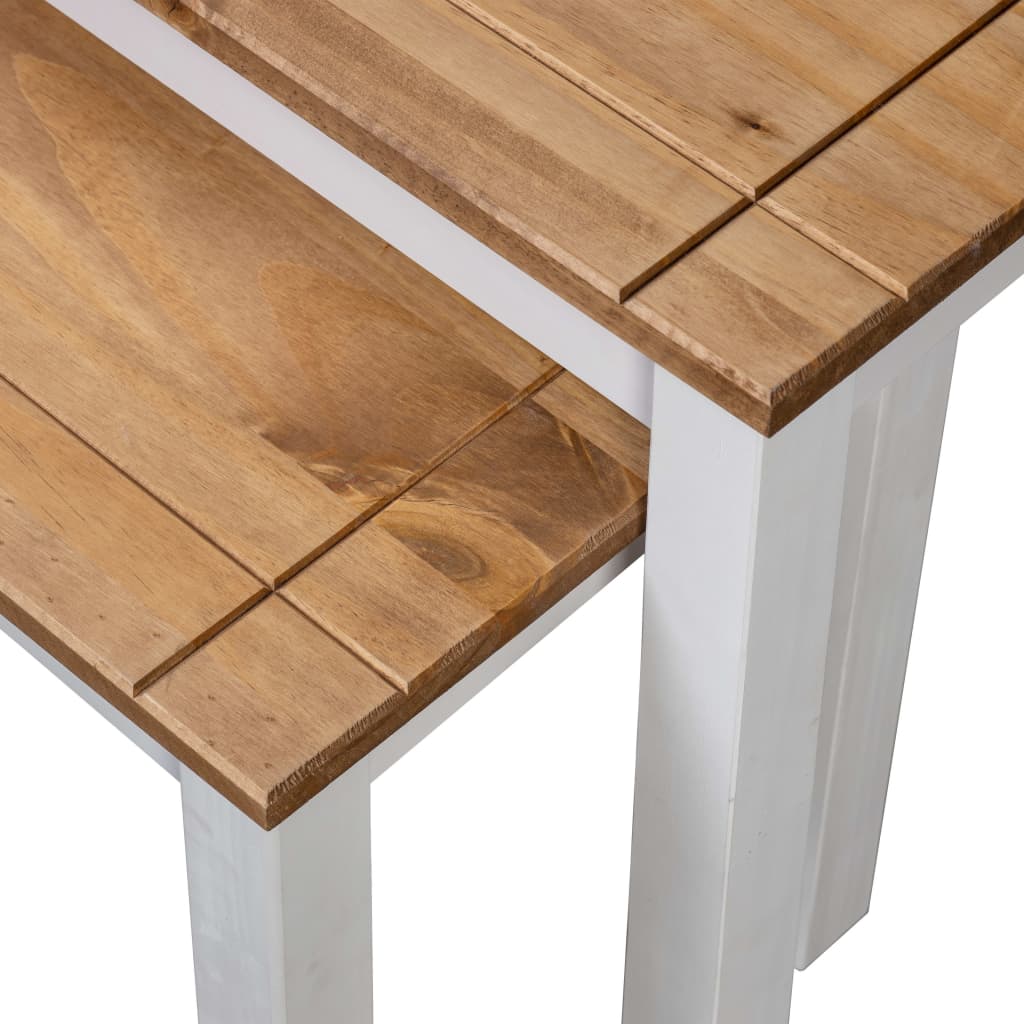 Mesas Apilables 2 Uds Madera Maciza Pino Panama Range Blanco_3