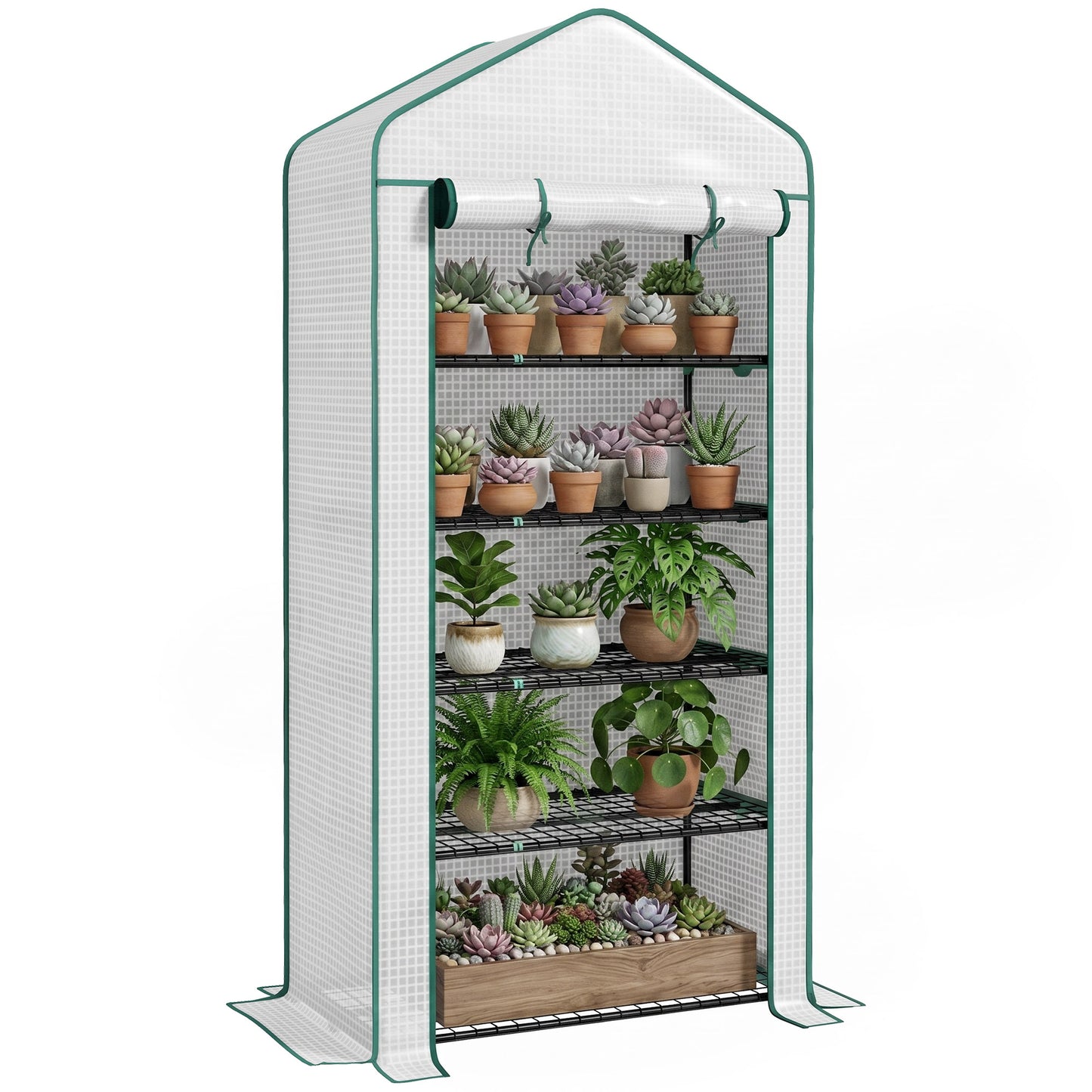 Outsunny Invernadero De Jardín De 5 Niveles Diseño Ensanchado 90x49x193cm Blanco_0