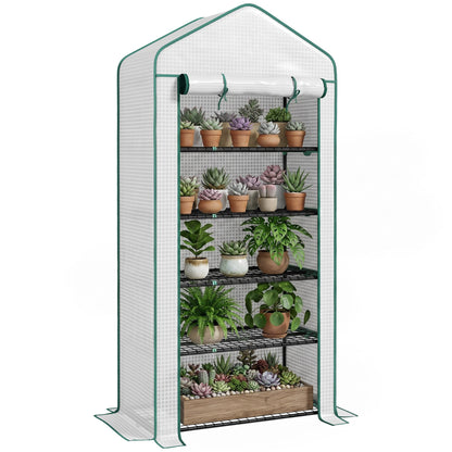 Outsunny Invernadero De Jardín De 5 Niveles Diseño Ensanchado 90x49x193cm Blanco_0