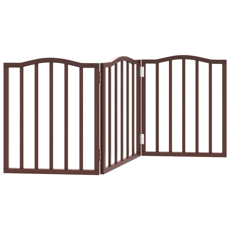 Vidaxl Puerta Para Perros Plegable 3 Paneles Álamo Marrón Roble 150 Cm_5