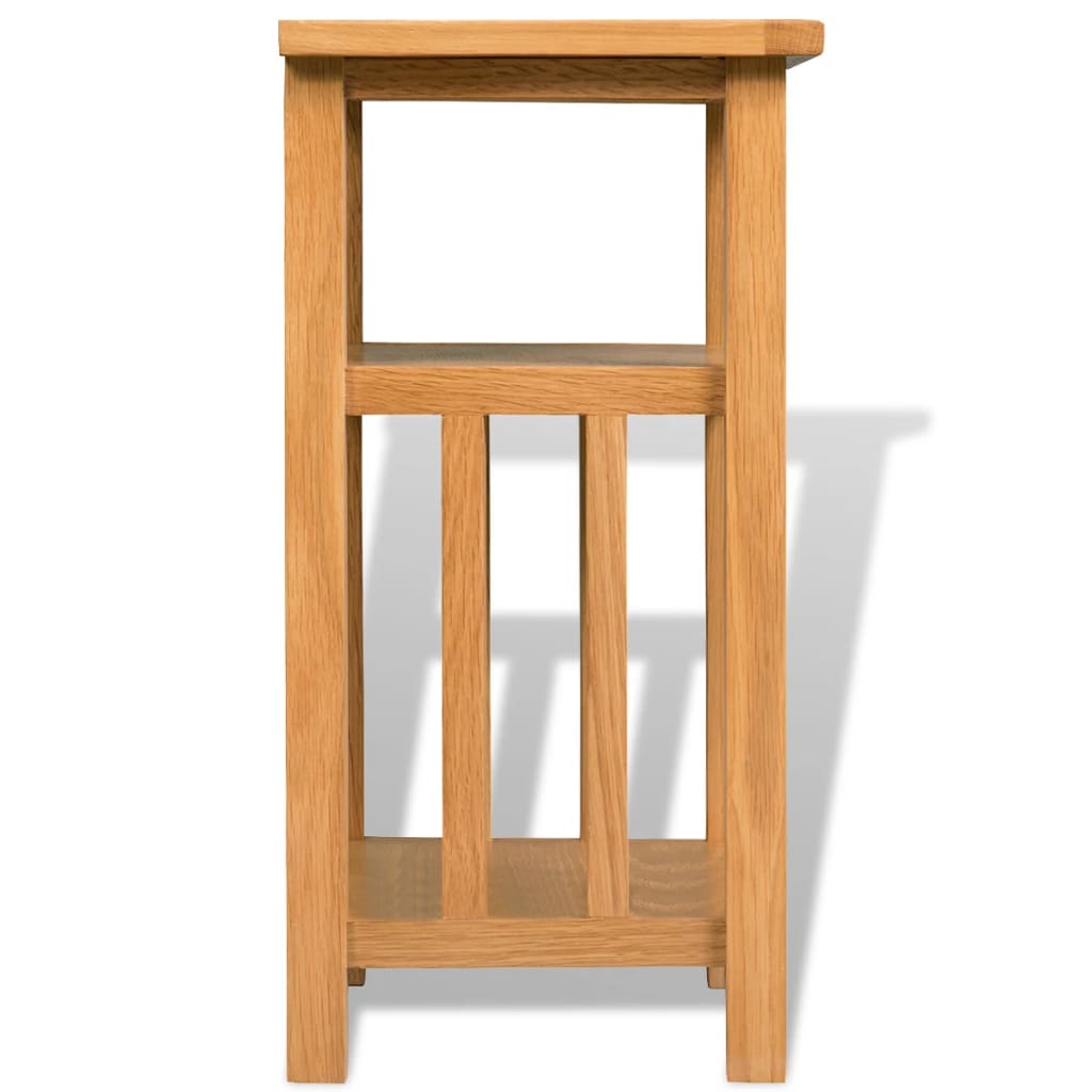 Mesa Auxiliar Con Estante De Madera De Roble Maciza 27x35x55cm_2