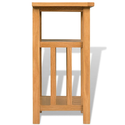 Mesa Auxiliar Con Estante De Madera De Roble Maciza 27x35x55cm_2