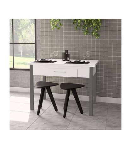 Mesa Para Cocina, Comedor Abatible 2 Cajones Md-bety Acabado Blanco/gris, 110/140cm(ancho)_2