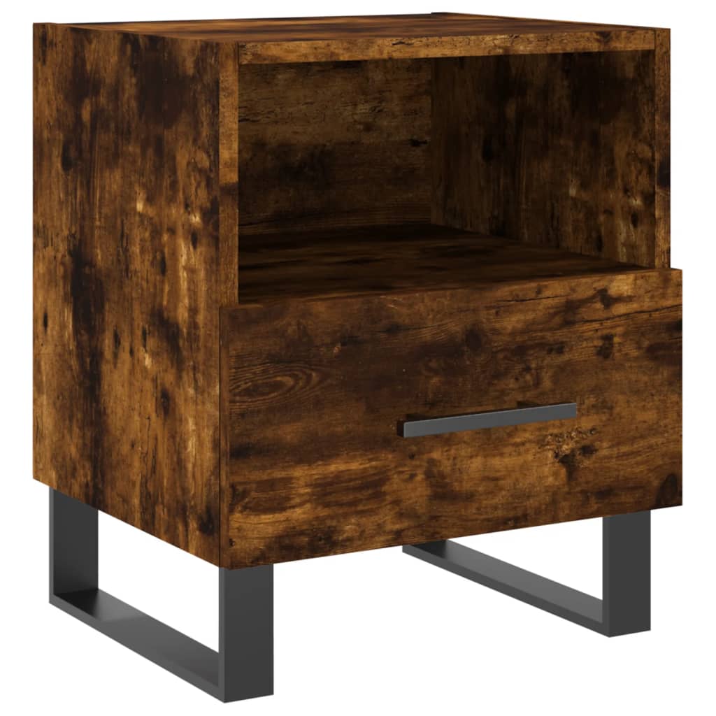 Mesita De Noche Madera Ingeniería Roble Ahumado 40x35x47,5 Cm_0