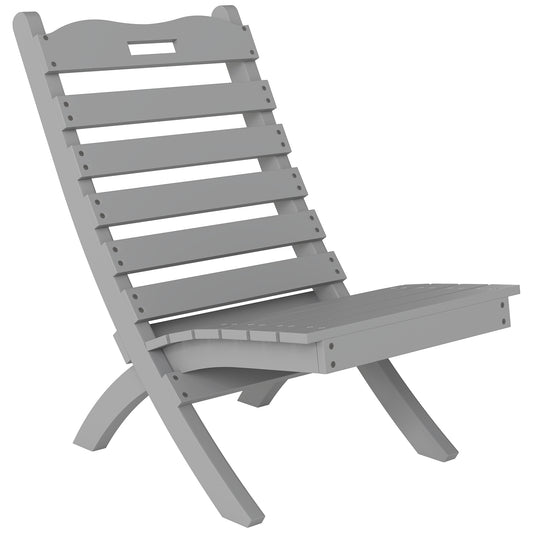 Outsunny Silla De Jardín De Madera Con Diseño Listones Y Respaldo Inclinado Gris_0