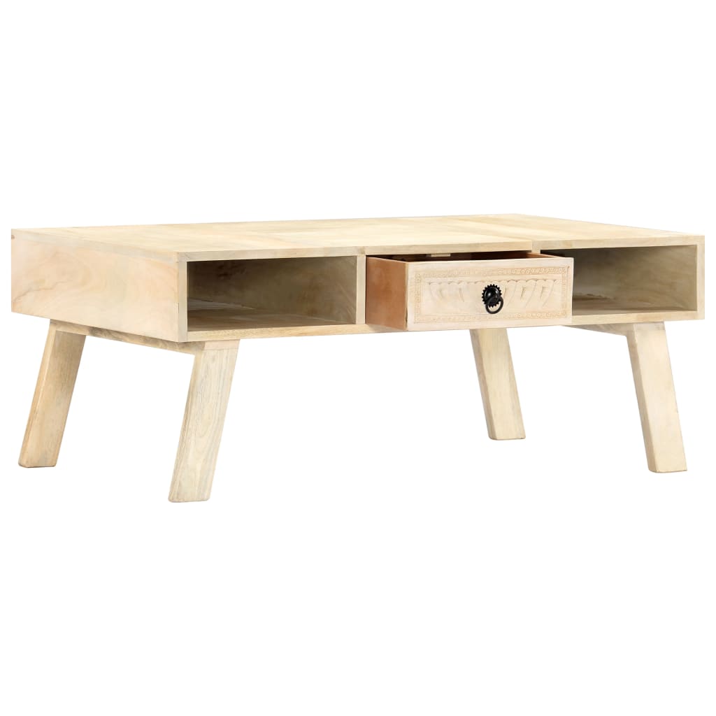 Mesa De Centro De Madera Maciza De Mango 100x60x40 Cm_0
