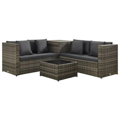 Vidaxl Set De Sofás De Jardín 4 Piezas Y Cojines Ratán Sintético Gris_0