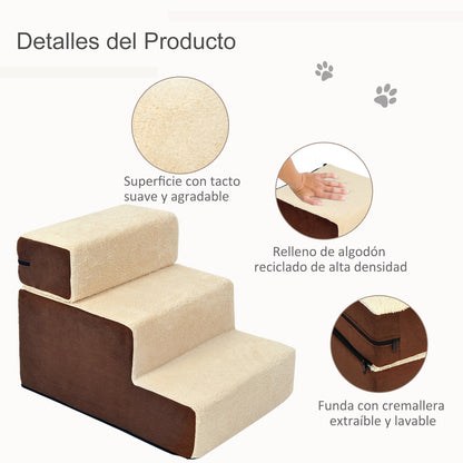 Pawhut Escalera Para Mascota 3 Peldaño Desmontable Funda Extraíble Portátil_5