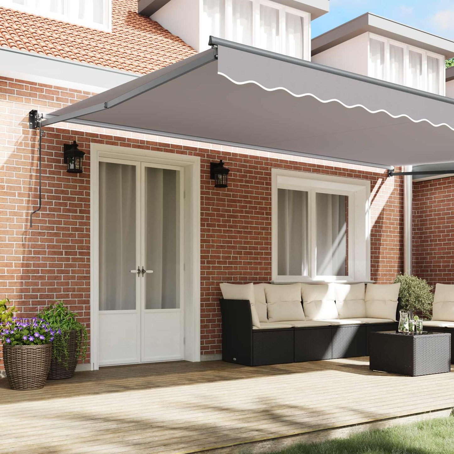Toldo Retráctil Gris Claro 500 X 300 X 165 Cm Poliéster Y Metal_2