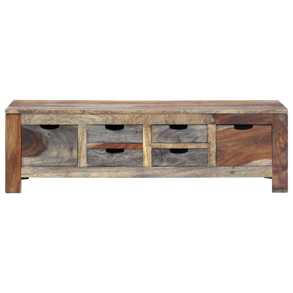 Mesa De Centro Madera Maciza De Sheesham Gris 100x50x30 Cm_0