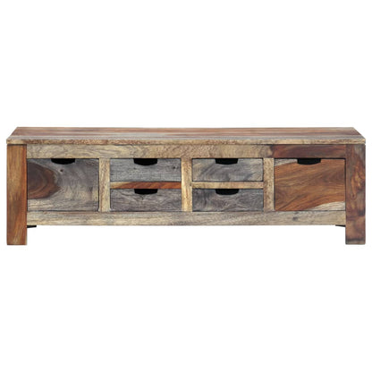 Mesa De Centro Madera Maciza De Sheesham Gris 100x50x30 Cm_0