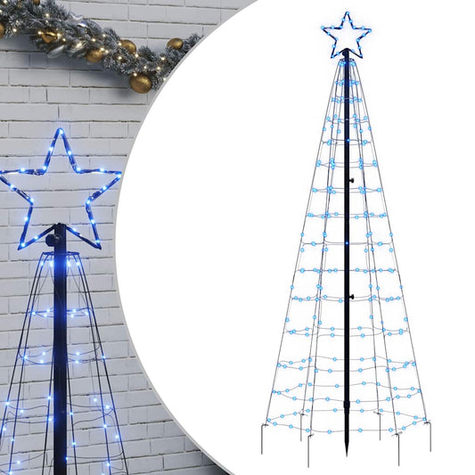 Vidaxl Árbol De Navidad Led Con Estacas 220 Leds Azul 180 Cm_0