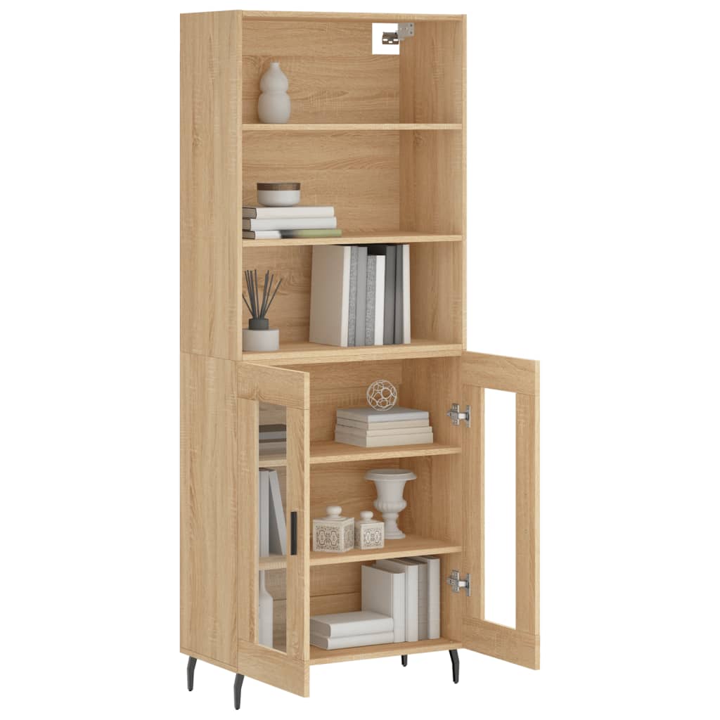 Aparador Alto Madera Contrachapada Color Roble 69,5x34x180 Cm_2