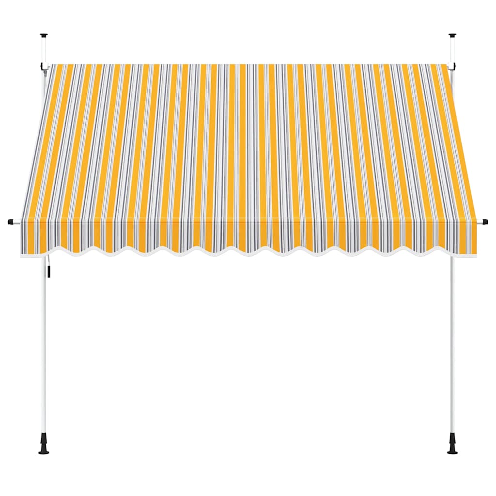 Toldo Manual Retráctil 300 Cm Amarillo Y Azul A Rayas_2