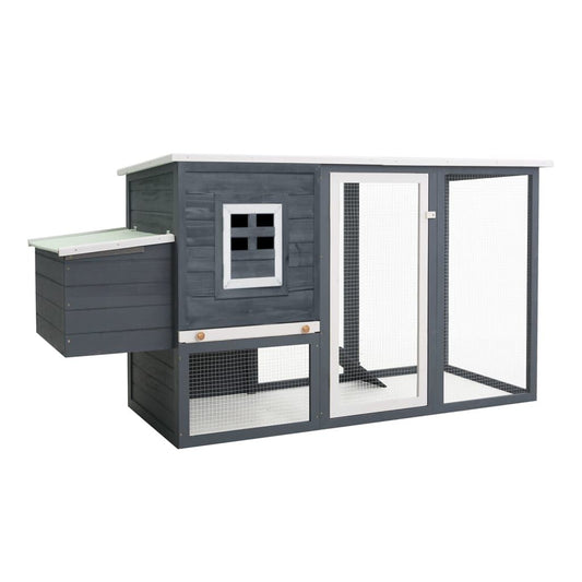 Vidaxl Gallinero Con 1 Jaula Para Huevos Madera Gris_0