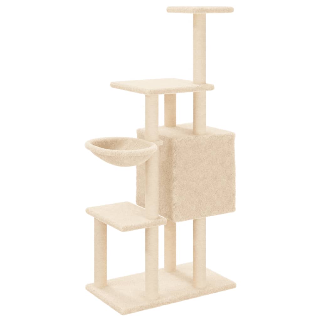 Rascador Para Gatos Con Postes De Sisal Crema 131 Cm_5