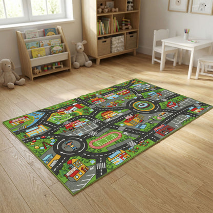 Aiyaplay Alfombra Infantil Carretera De Ciudad 160x100 Cm Antideslizante_3