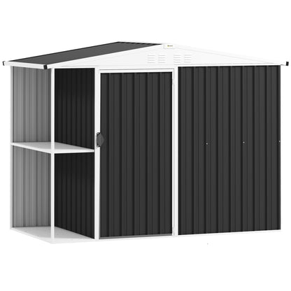 Outsunny Caseta De Jardín Exterior 2,7m² 245x117x180 Cm Con Estante De 2 Niveles_0