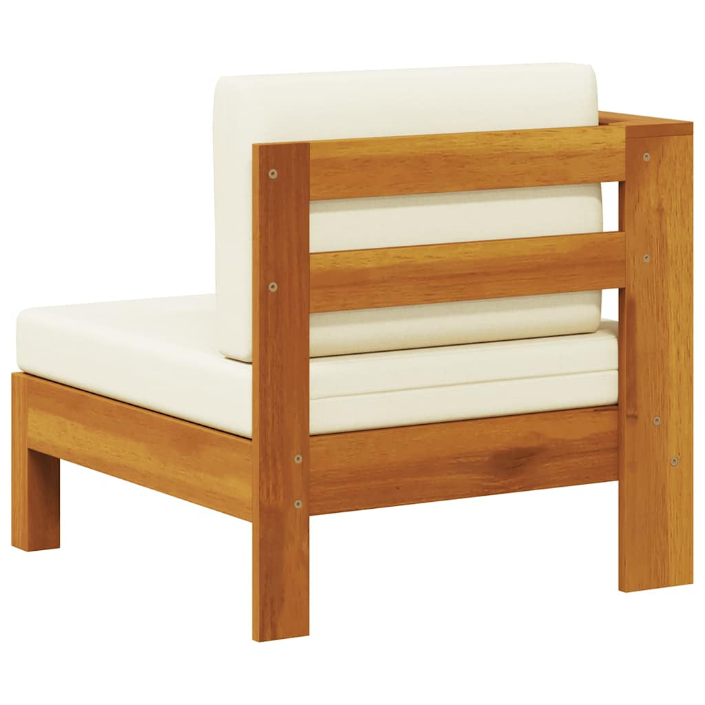 Vidaxl Sofá Central Con 1 Reposabrazos Madera Acacia Blanca Crema_4