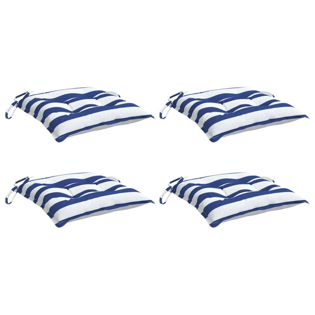 Vidaxl Cojines De Silla 4 Uds Tela A Rayas Azul Y Blanco 40x40x7 Cm_0