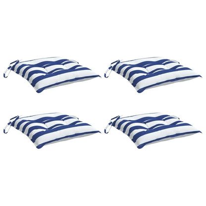 Vidaxl Cojines De Silla 4 Uds Tela A Rayas Azul Y Blanco 40x40x7 Cm_0